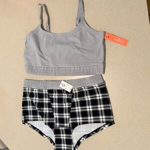 Colsie Gray bralettes and plaid boy shirt undies XXL